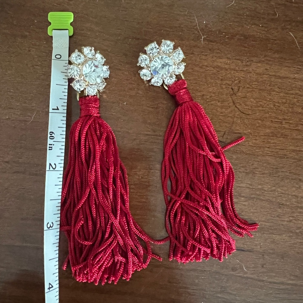 Elegant Red Tassel Earrings